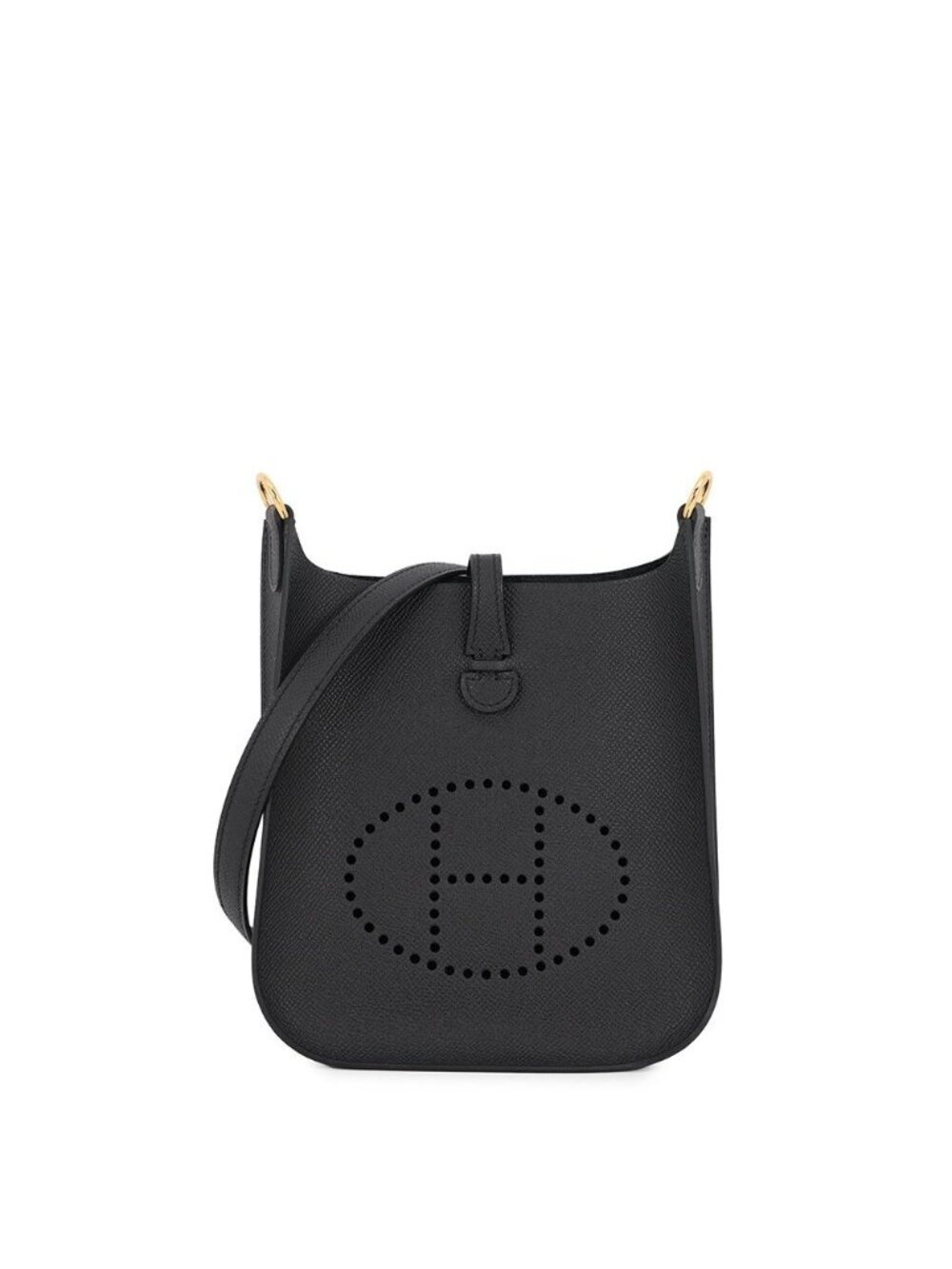 Hermes Shoulder Bag Evelyne TPM Sellier Black Gold Epsom